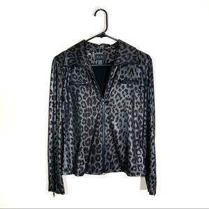 NABI Leopard Print Zip Up Jacket Shirt
